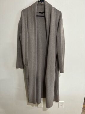 MaxSport Long Cardigan Duster Brown Open Front Knit Lightweight Cozy Size Large